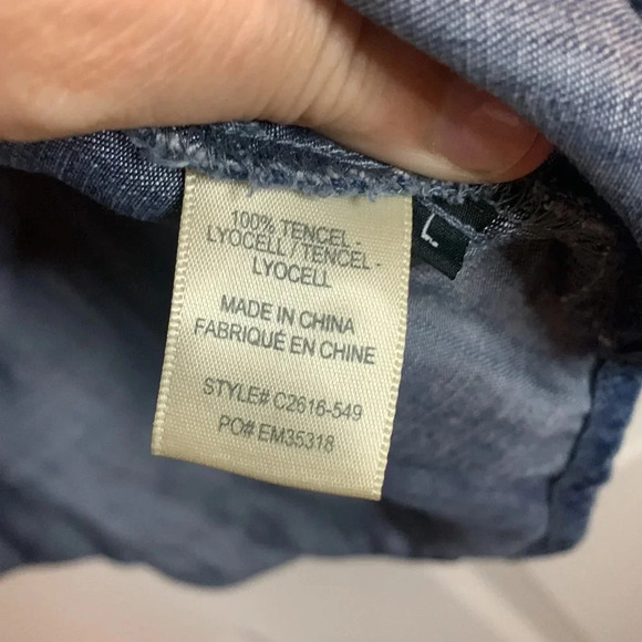 EUC BELLA DAHL womens blue sz large pullover denim shirt - Picture 6 of 12